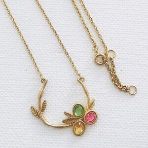 Leaf Branch U Shaped Pendant Necklace